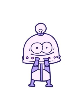 Ampul çizimi yapan mutlu robotun hareketli animasyonu