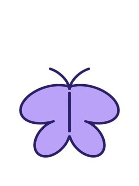 Kelebeğin basit cesur çiziminin animasyonunu genişletiyorum.