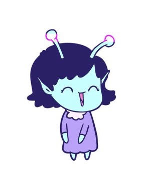 Çizgi filmdeki uzaylı kızın gülüşünü canlandırın.