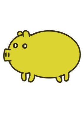 Şişman bir domuzun gölgeli çizgi filminin renk değişimi