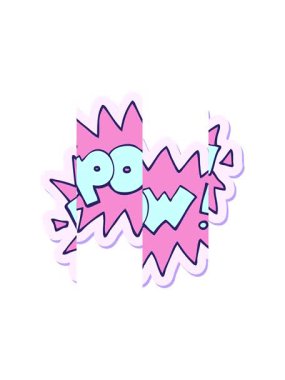 Bir karikatür pow sembolünün parçalı hareket canlandırması