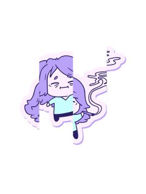 Şirin Kawaii yaşlı kadının serbest çizim karikatürü.