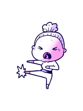 Kızgın yaşlı kadının neon ışık efektleri