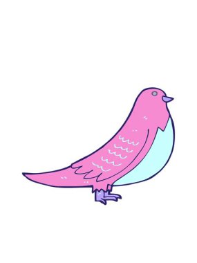 Parlak bir kuşun çizgi film karalamalarının hareketli animasyonu