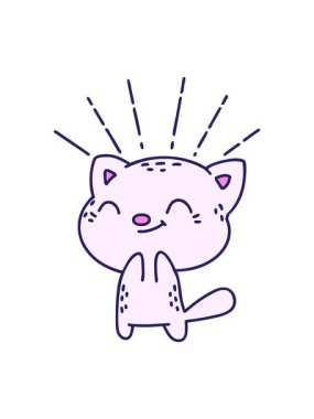 Dövme stili mutlu kedinin hareketlerini salla ve durdur