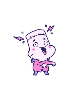 Yanıp sönen radyal çizgiler Yaşayan Ölü Canavar Yaratılış Adam çizgi filmi