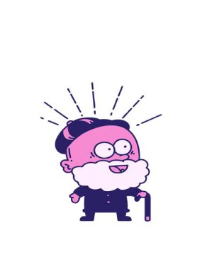 Geleneksel dövme stilini gösteren hareketli animasyon. Bastonlu mutlu yaşlı adam.