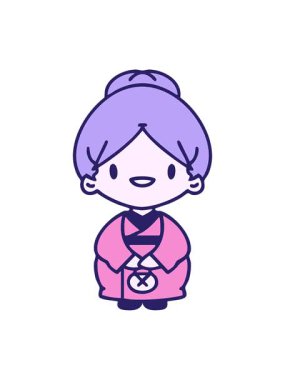 Geleneksel kıyafetli mutlu bir Japon kadının hareketli animasyonu.