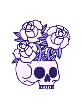 Kafatası ve güllerin ikonik dövmesinin hareketli animasyonu