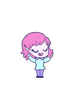 Mutlu çizgi film elf kızı çiziminin yatay titreşimli animasyonu