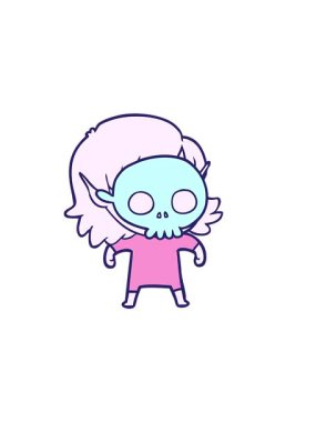 Kafatası maskesi takan mutlu elf kızının yatay titreşimli animasyonu