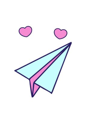 dönen kalpler kağıt bir uçağın sevimli çizgi filminin animasyonu