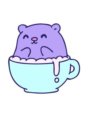 Küçük bir ayının çizgi filminin hareketli animasyonu ne yazık ki lattene oturdu.