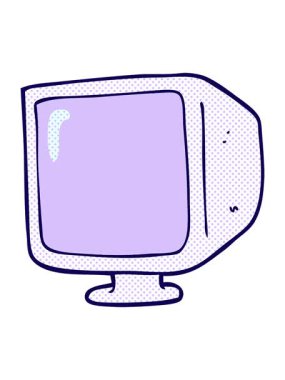 el yazması çizilmiş çizgi film eski bilgisayar monitörünün neon ışık efekti animasyonu