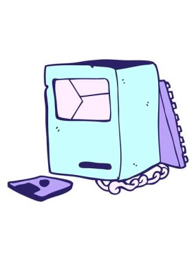 Kırık eski bilgisayarın animasyonunu salla ve durdur