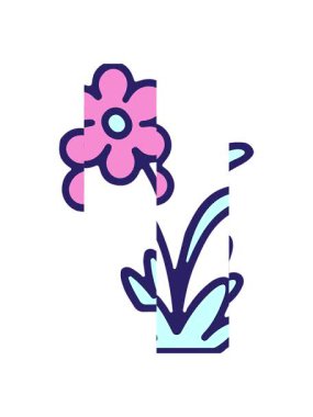 Eğlenceli çiçek tasarımının bölünen hareket canlandırması