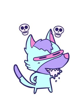 Çizgi film aç kurdun kafatası animasyonu.