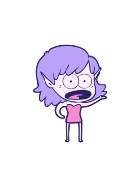 Çizgi film kızı çiziminin dönen hareketli animasyonu