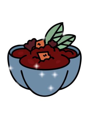 Geleneksel sıcak Brezilya feijoada güvecinin parıltı etkisi çizimi