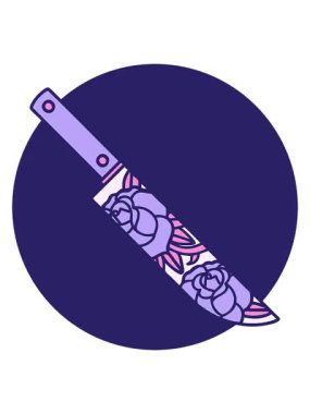 Bir hançer ve çiçeğin ikonik dövme görüntüsünün canlandırma efekti