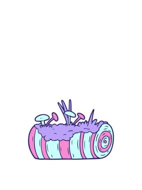 Mantarlı eski bir çizgi filmin zıplama hareketli animasyonu