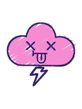 Fırtına Bulutu 'nun titreşimli hareketli animasyonu Tebeşir etkisi ile çizim