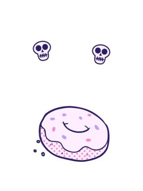 Çizgi film donutlarının kafatası animasyonları.