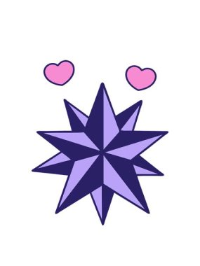 dönen kalp animasyonu ikonik dövme stili bir yıldız karalaması.