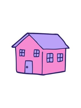 Karikatür karalamalarının dönen hareketli animasyonu geleneksel ev