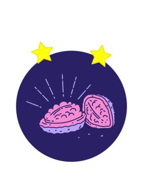 kabuklu ceviz dövmeli bir ikonun dönen yıldız animasyonu