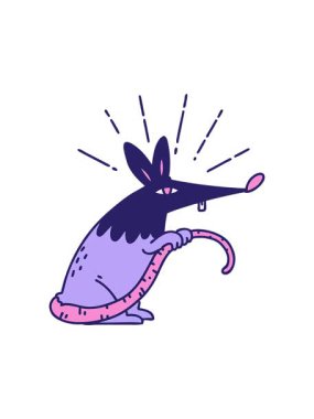 Geleneksel dövme stili sinsi bir farenin canlandırmasının hareketli animasyonu