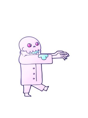 freehand çizilmiş çizgi film zombisinin hareketli animasyonu