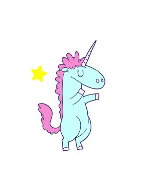 Parlayan yıldızlar tek boynuzlu at çiziminin animasyonunu etkiler.