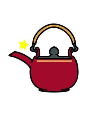 Parlayan yıldızlar geleneksel Japon çay demliği çizgi filminin animasyonunu etkiler.