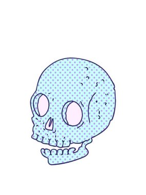 Çizgi roman karikatür kafatasının animasyonunu genişletiyor.