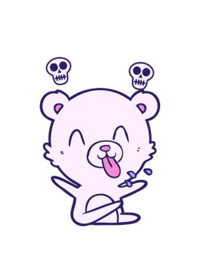 Dili dışarı çıkmış kutup ayısının kafatası animasyonu.