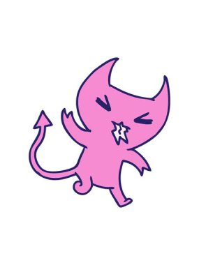 Bir kawai sevimli iblisinin karikatür çiziminin basınçlı animasyonu