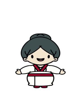 Kolları açık mutlu Japon kadının hareketli animasyonu.