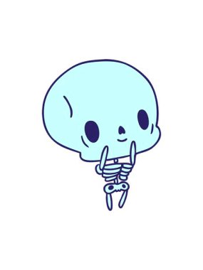 Bir kawaii 'nin tatlı ölü iskeletinin dönen animasyonu.