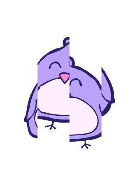 Komik çizgi film kuşunun bölünen hareketi