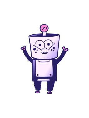 Bob ve Robotun el salladığı mutlu çizgi filmin animasyonunu durdur.