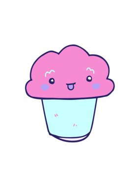 Yüzü olan eğlenceli çizgi film kekinin hareketli animasyonu