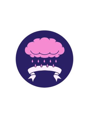 Bulut yağmuru pankartıyla dövme stili simgenin gösterişli satış animasyonu