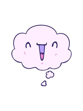 Düşünce baloncuklu sevimli mutlu çizgi film suratının hareketli animasyonu