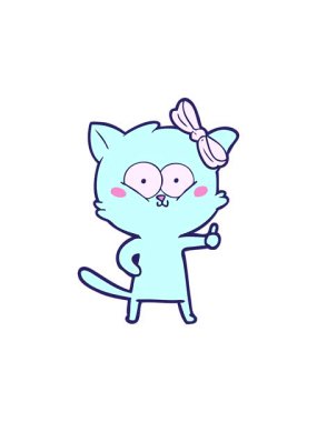 Bir çizgi film kedisinin çiziminin basınçlı canlandırması