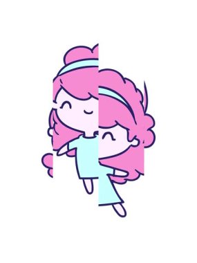 Kafasında bant olan çizgi film çizimi kawaii kızın hareketli animasyonu.