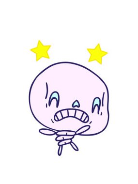 Spooky kawaii iskeleti çizgi filminin dönen yıldızları.