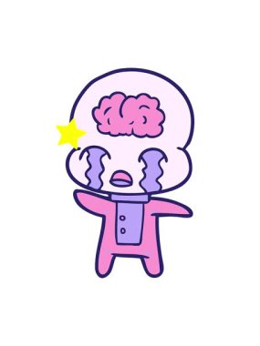 Parıldayan yıldızlar çizgi film karakterinin animasyonunu etkiler Büyük beyin uzaylıları ağlar