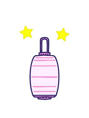 dönen yıldızlar geleneksel bir Japon kağıt fenerinin animasyonu asılı.