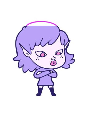 Çizgi film elf kız tasarımının animasyonunu çalıştır.